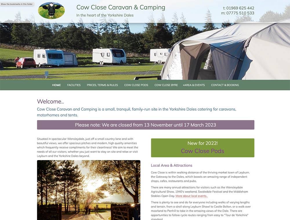 Cow Close Caravan & Camping - Caravan, Camping & Pods